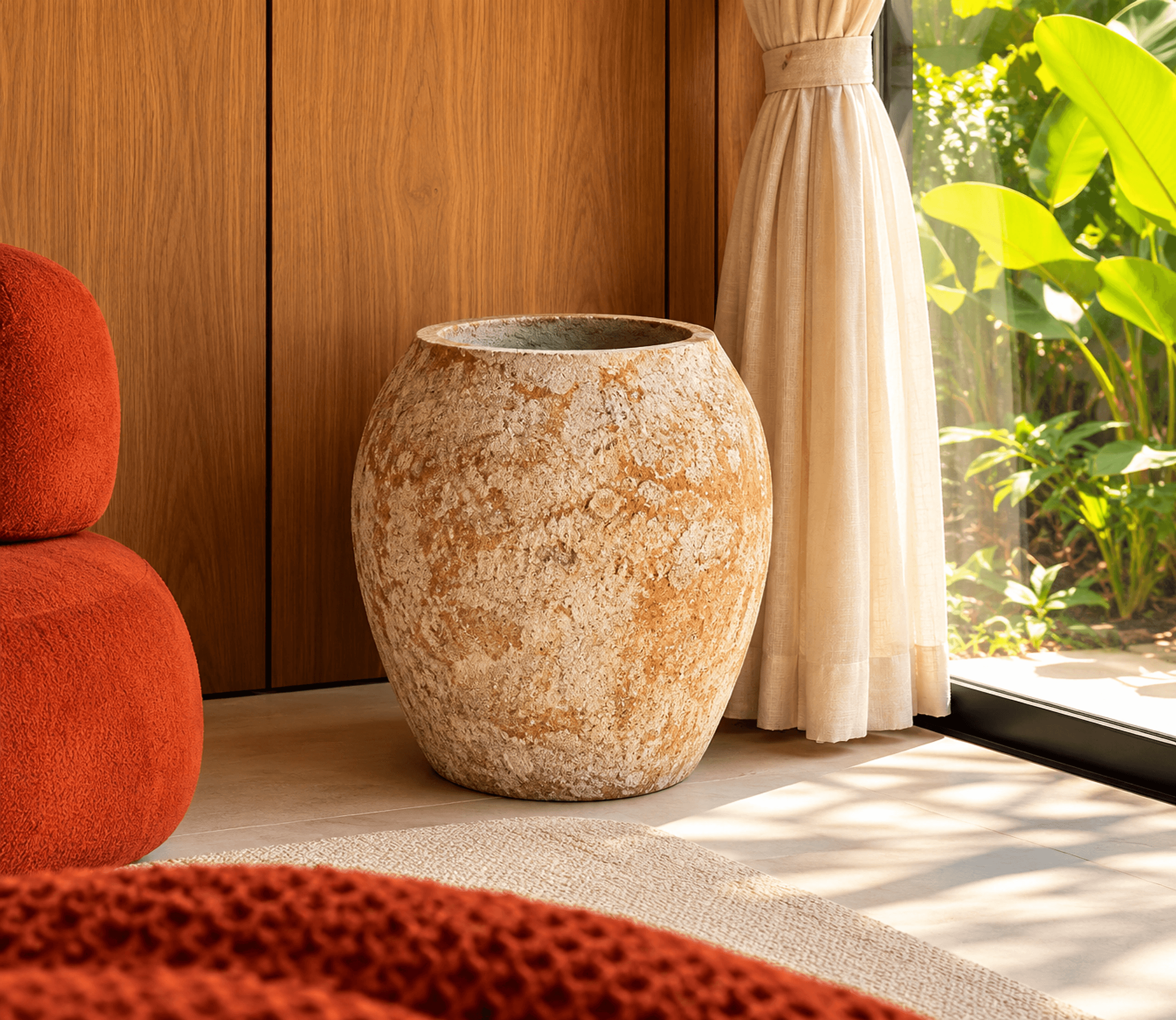 Mineral Suave: close da textura do mesmo vaso